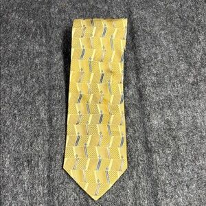 Luciano Gatti Yellow and Blue Geometric Silk Tie
